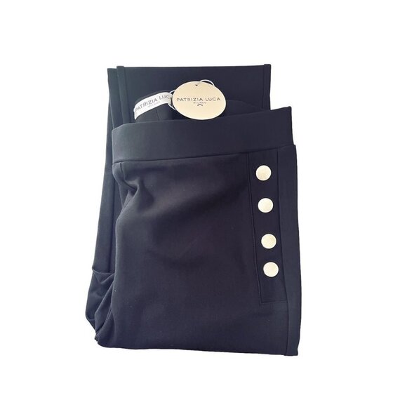 Patrizia Luca Womens Black Sailor Button Ponte Knit Skinny Pants Sz XL New - Picture 6 of 8